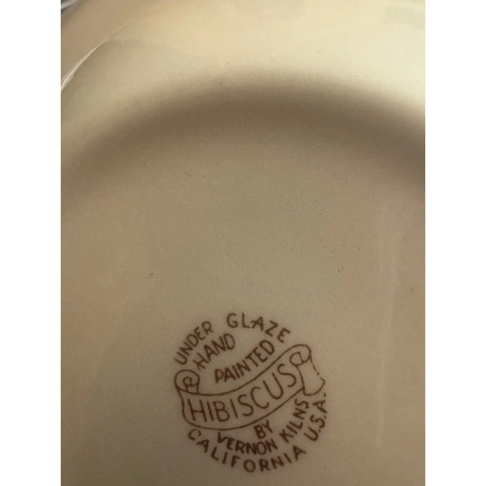 Vtge Vernon Kilns California U.S.A HIBISCUS  Serving Dish Bowl
